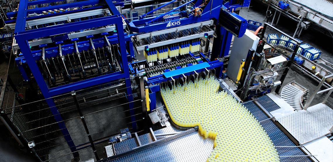 Sortieranlage im Bereich der Kistenbefüllung Sortieranlage im Bereich der Kistenbefüllung